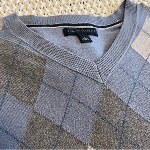 banana republic v neck argyle sweater mens size large